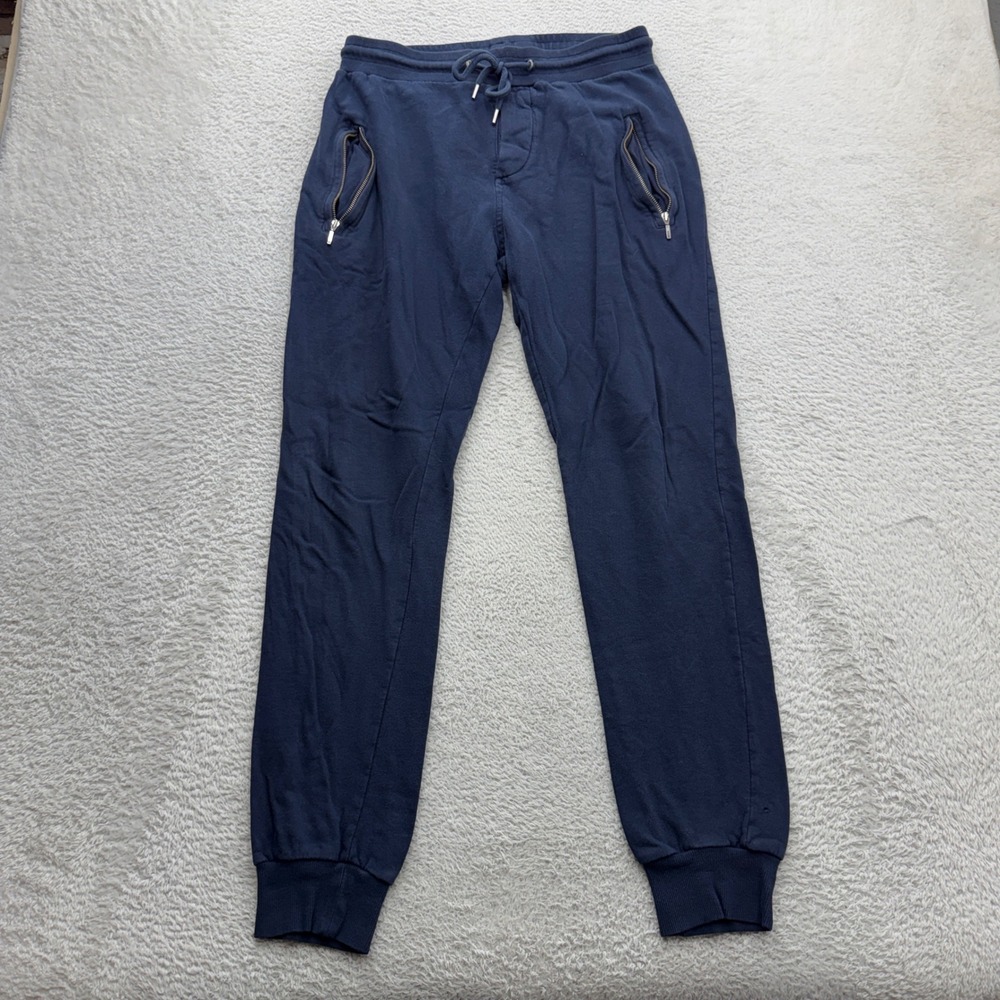 SuitSupply Mens Navy Blue Cotton Sweatpants Joggers Medium Zip Pockets SP013